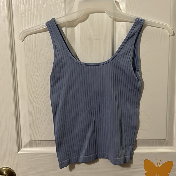 Baby BLUE Ribbed Tank with Quarter button neck - Picture 2 of 3